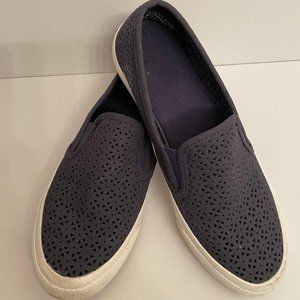 Sperry Shoes Navy Laser Cut Slip on Sneakers Size 6.5